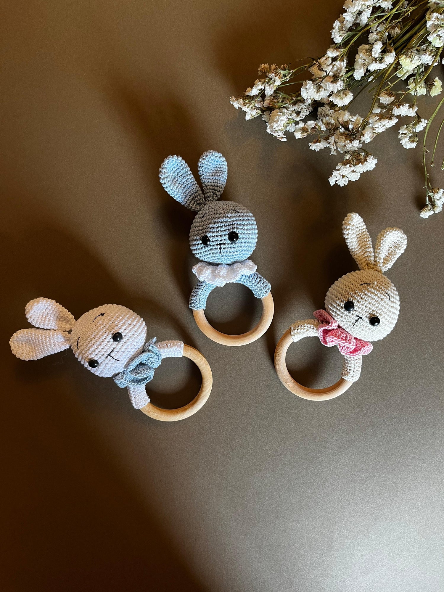 Bunny Bear (Rattle + teether) (Size:6.5")