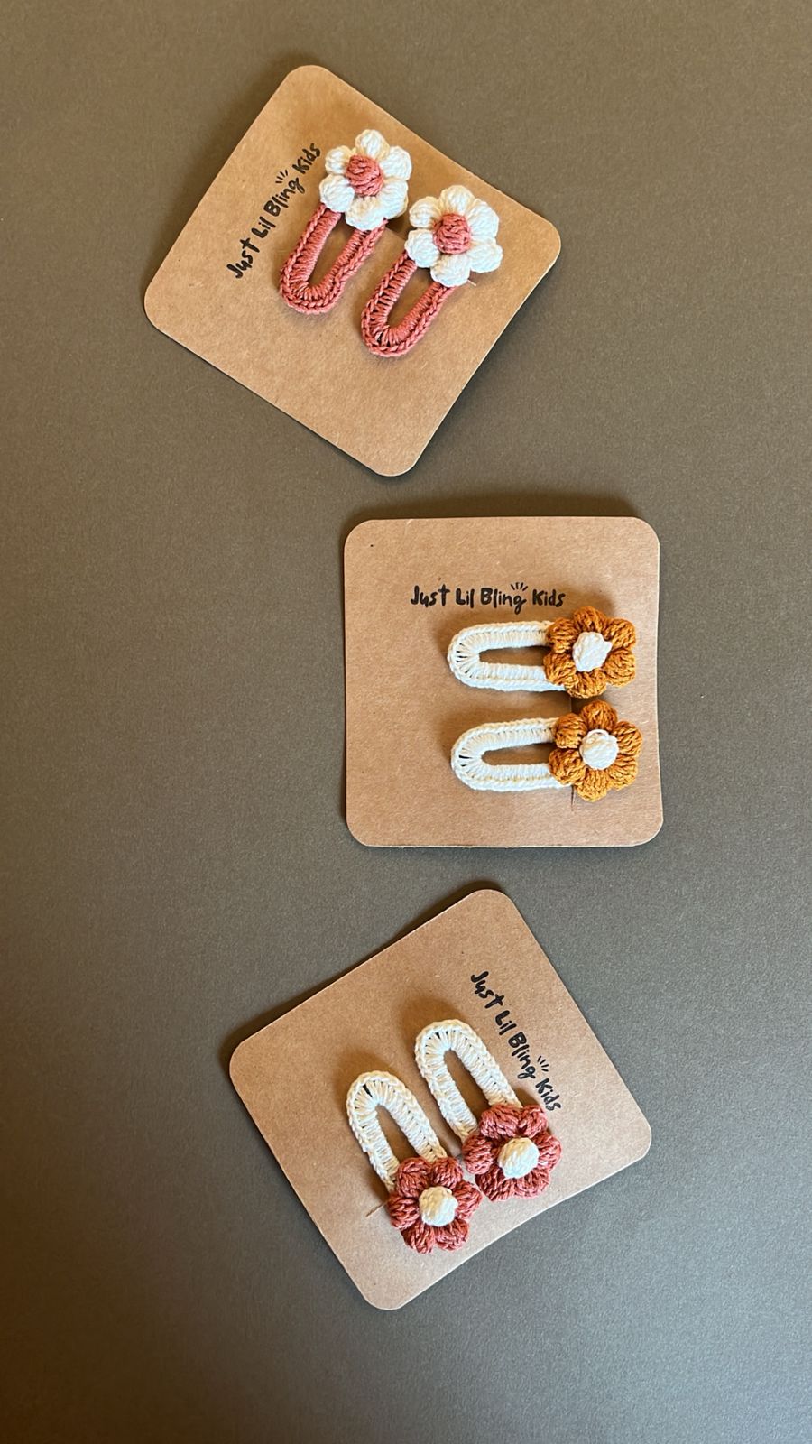 Brown & Mustard Flower Hair Clip (Pair)