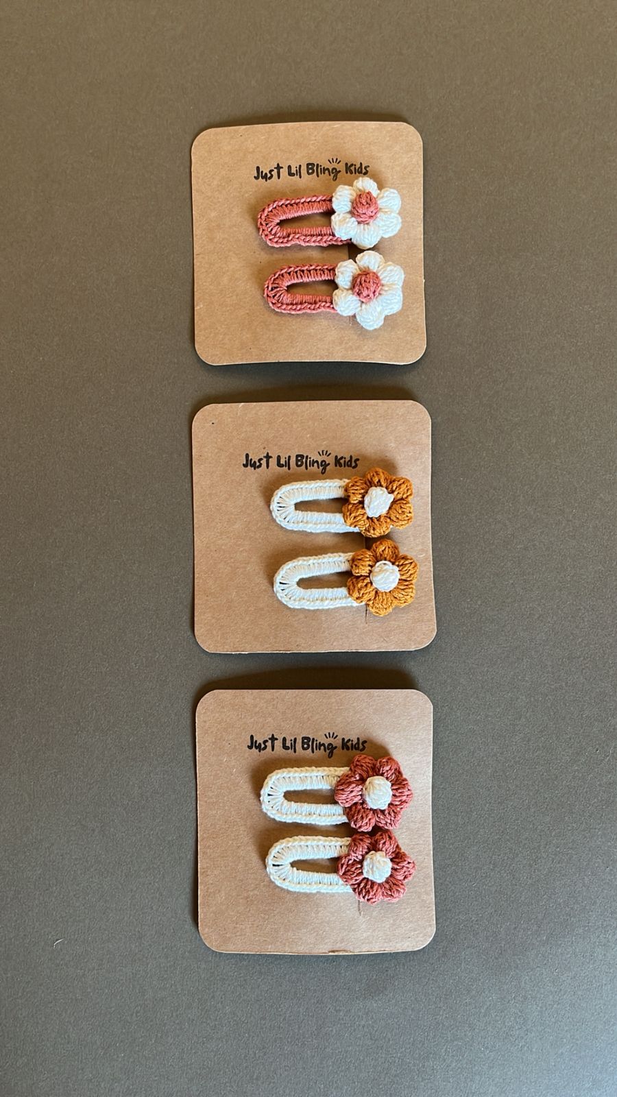 Brown & Mustard Flower Hair Clip (Pair)