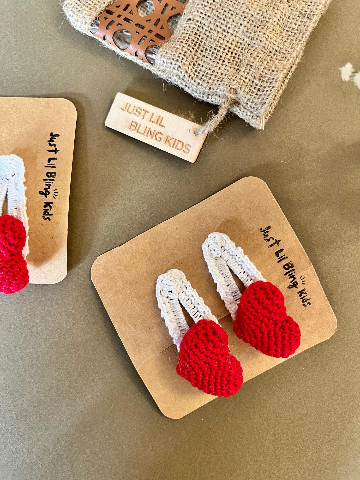 Red & White Heart Clip (Pair)