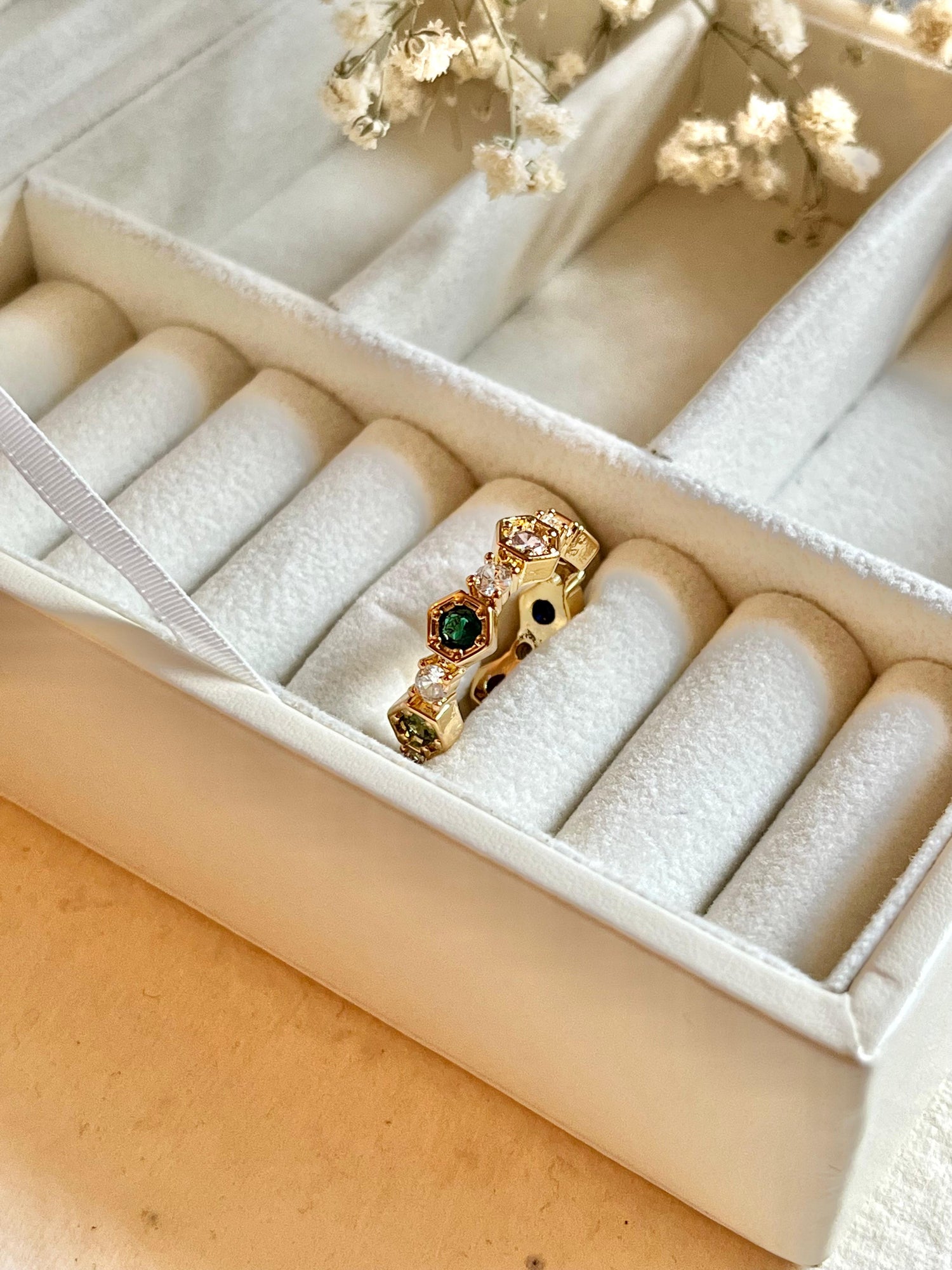 Mukticolor Hexagon Shape Crystal Ring