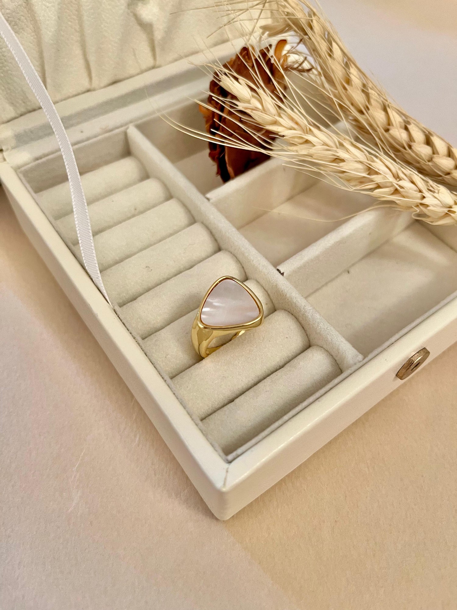 Mother of Pearl Triangle Ring