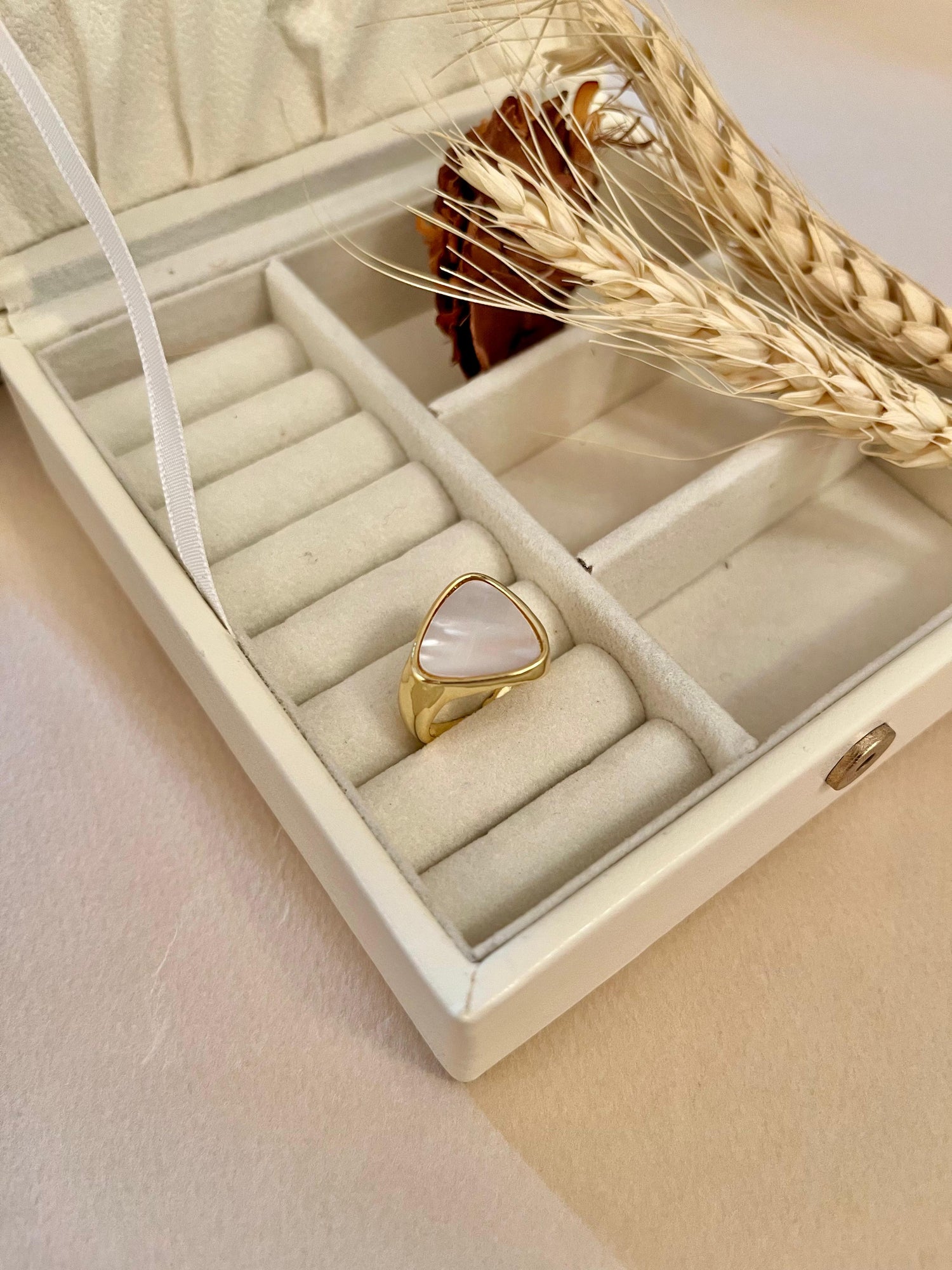 Mother of Pearl Triangle Ring