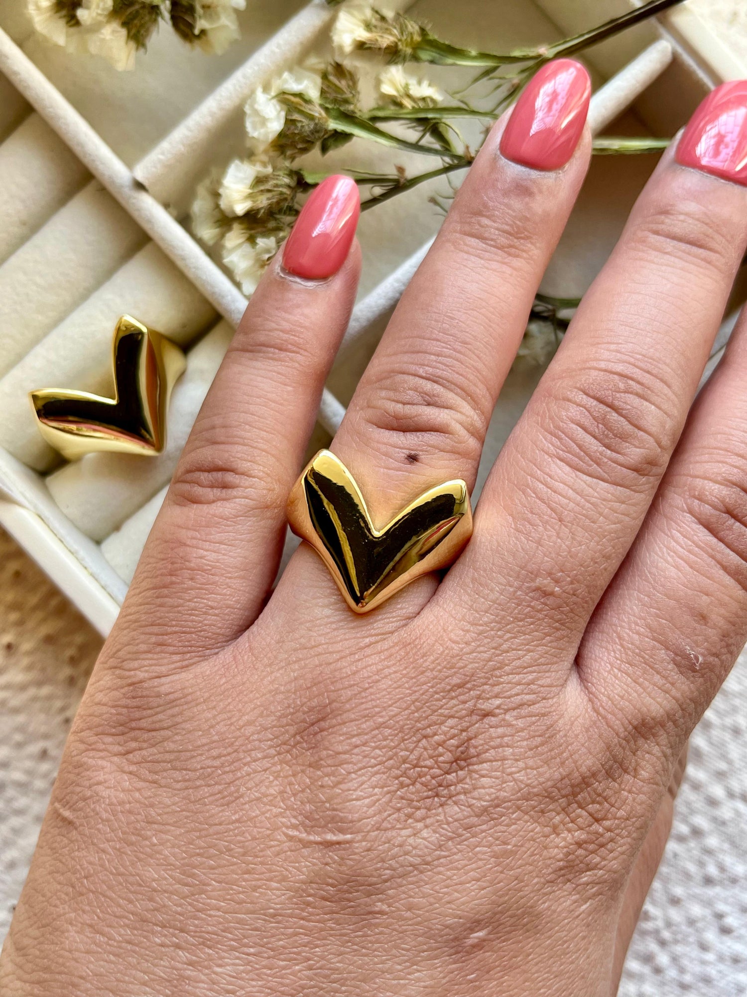 V-Shape Heart Ring