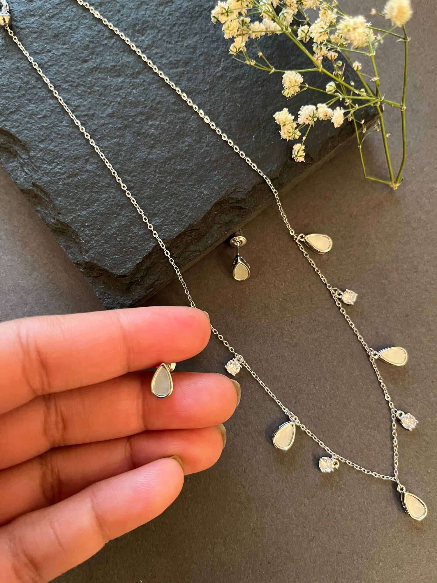 Dainty Mother of Pearl Necklace Set