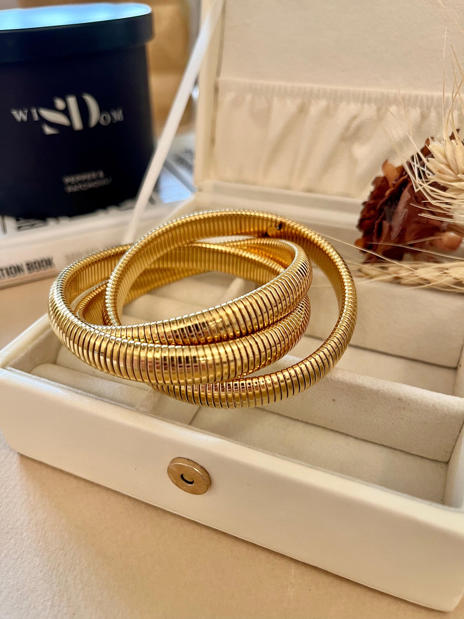 Gold Triple Layer Bracelet (Stretchable)
