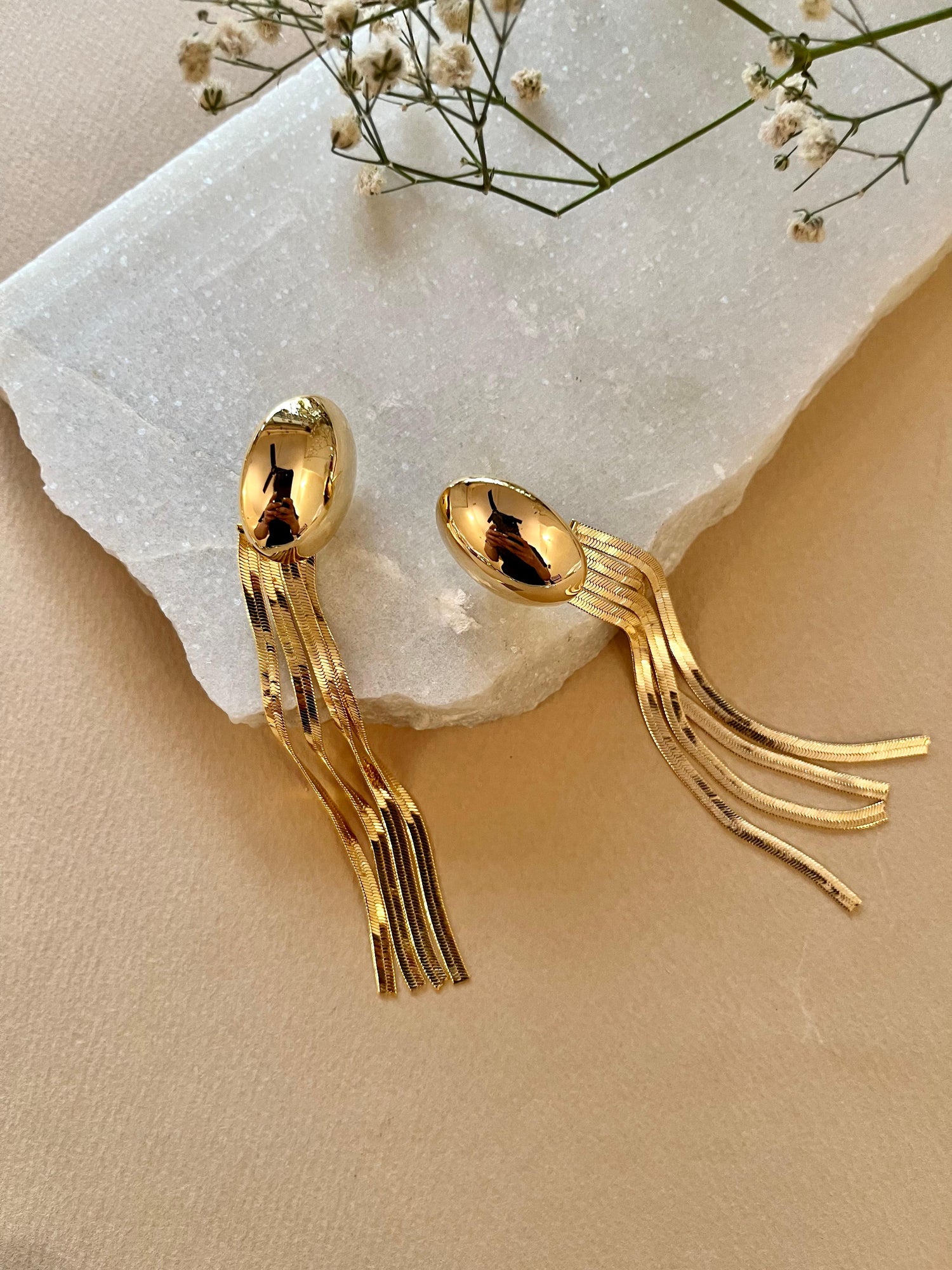 Gold Long Tassel Earrings