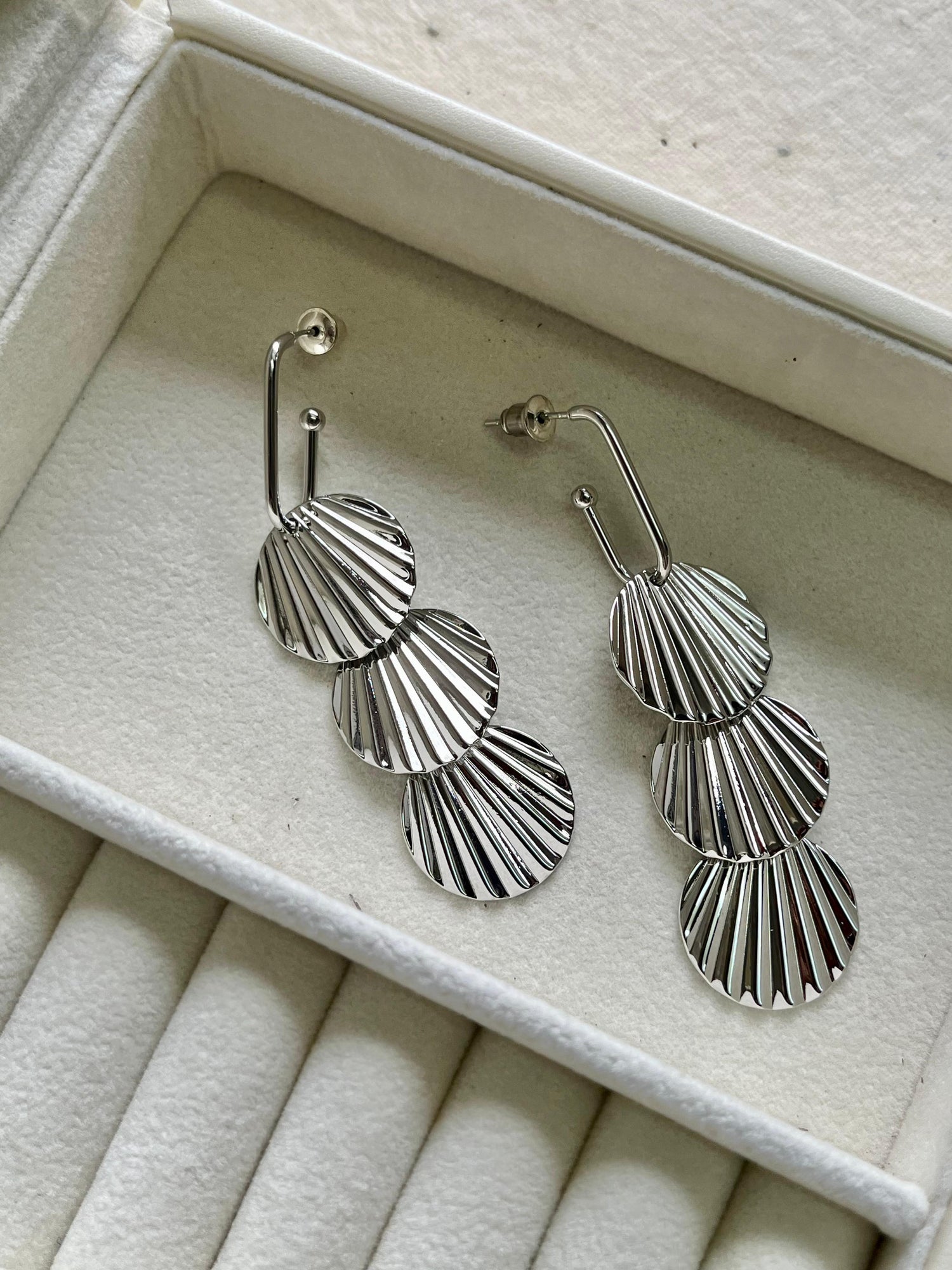 Silver Shell Long Earrings