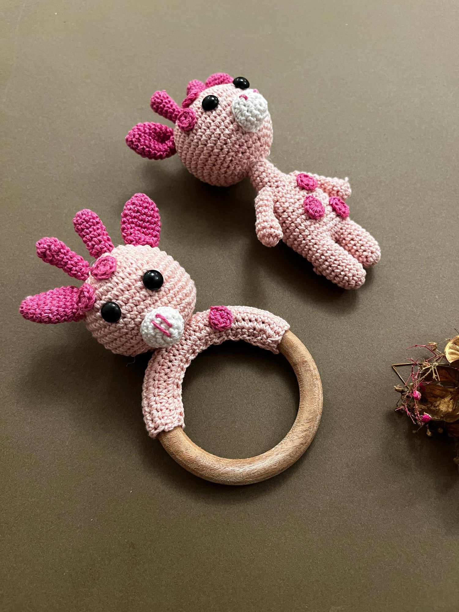 Pink Giraffe Set (Set of 2) (Teether + Toy)