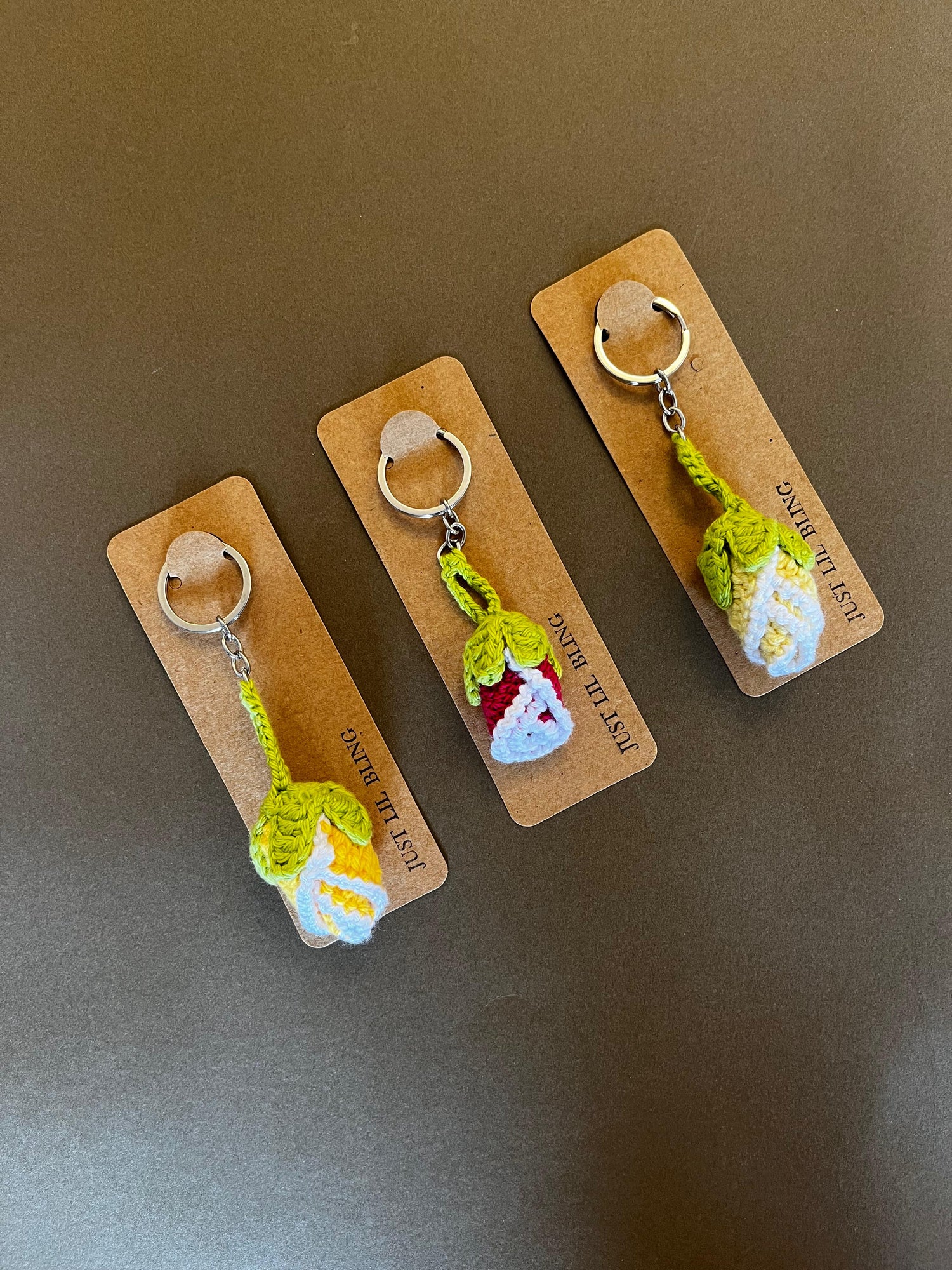 Rose Buds Crochet Keychains