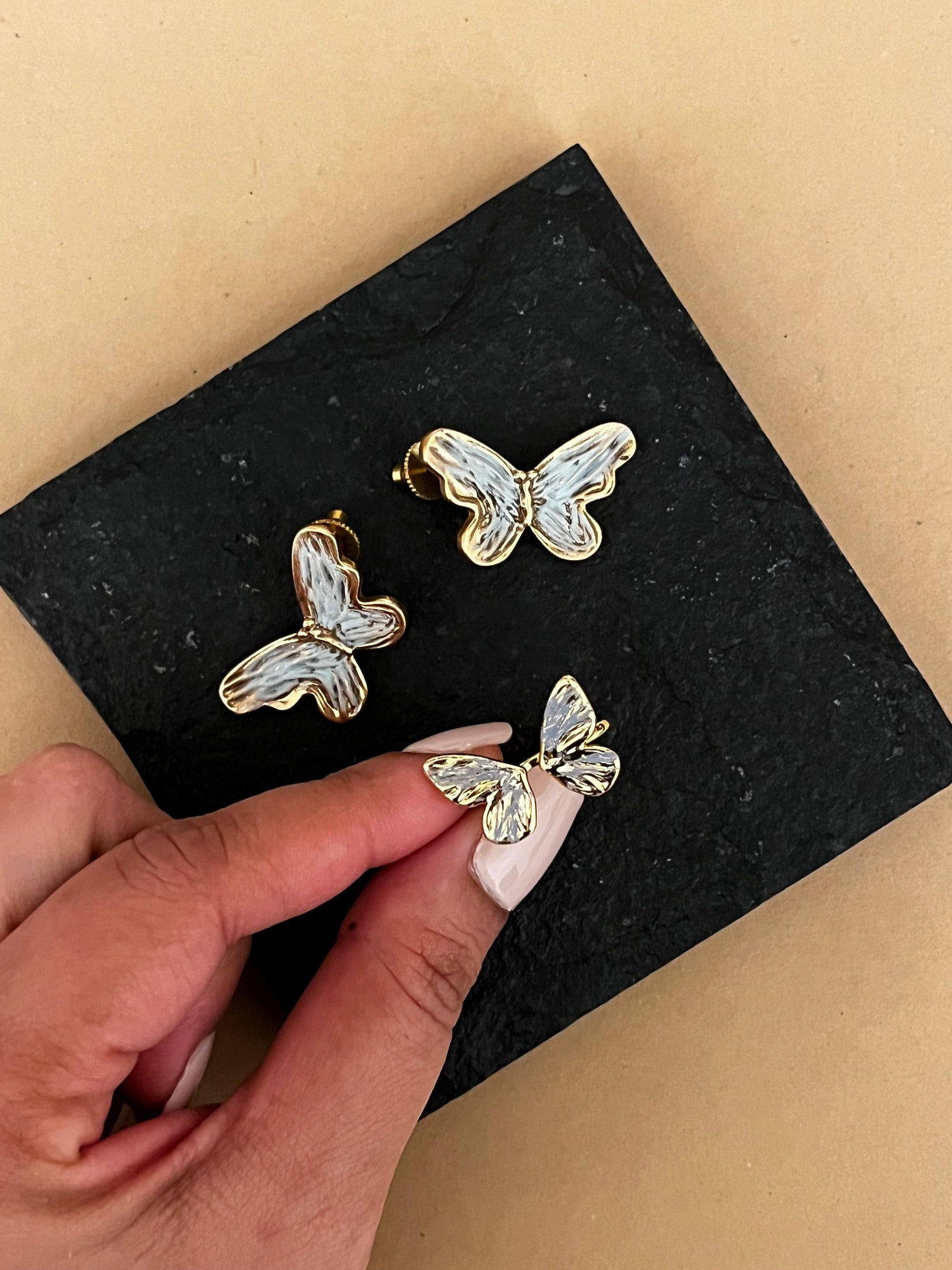 Baby Blue Butterfly Set (earrings + ring combo)