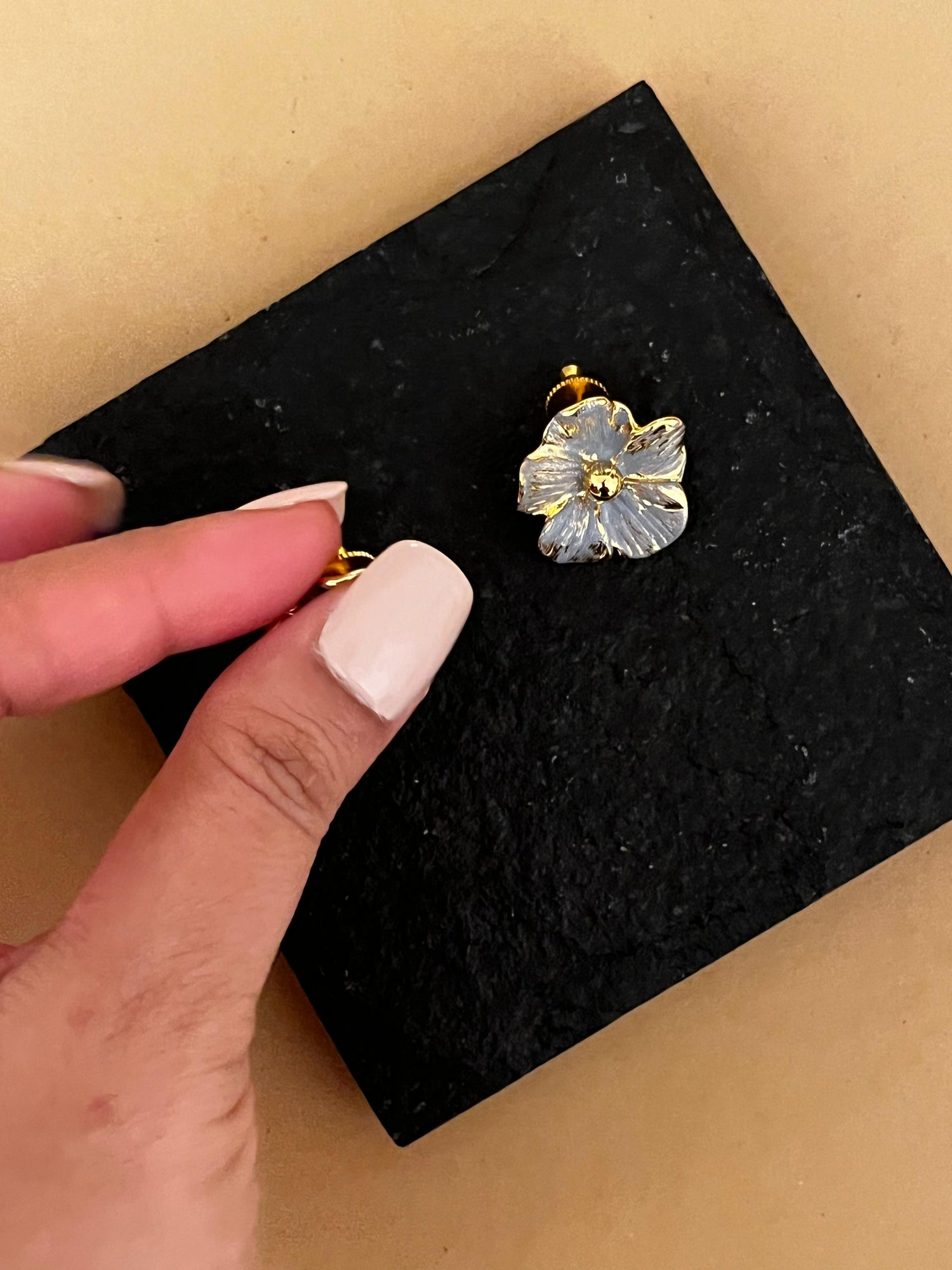 Indigo Blue Floral Studs