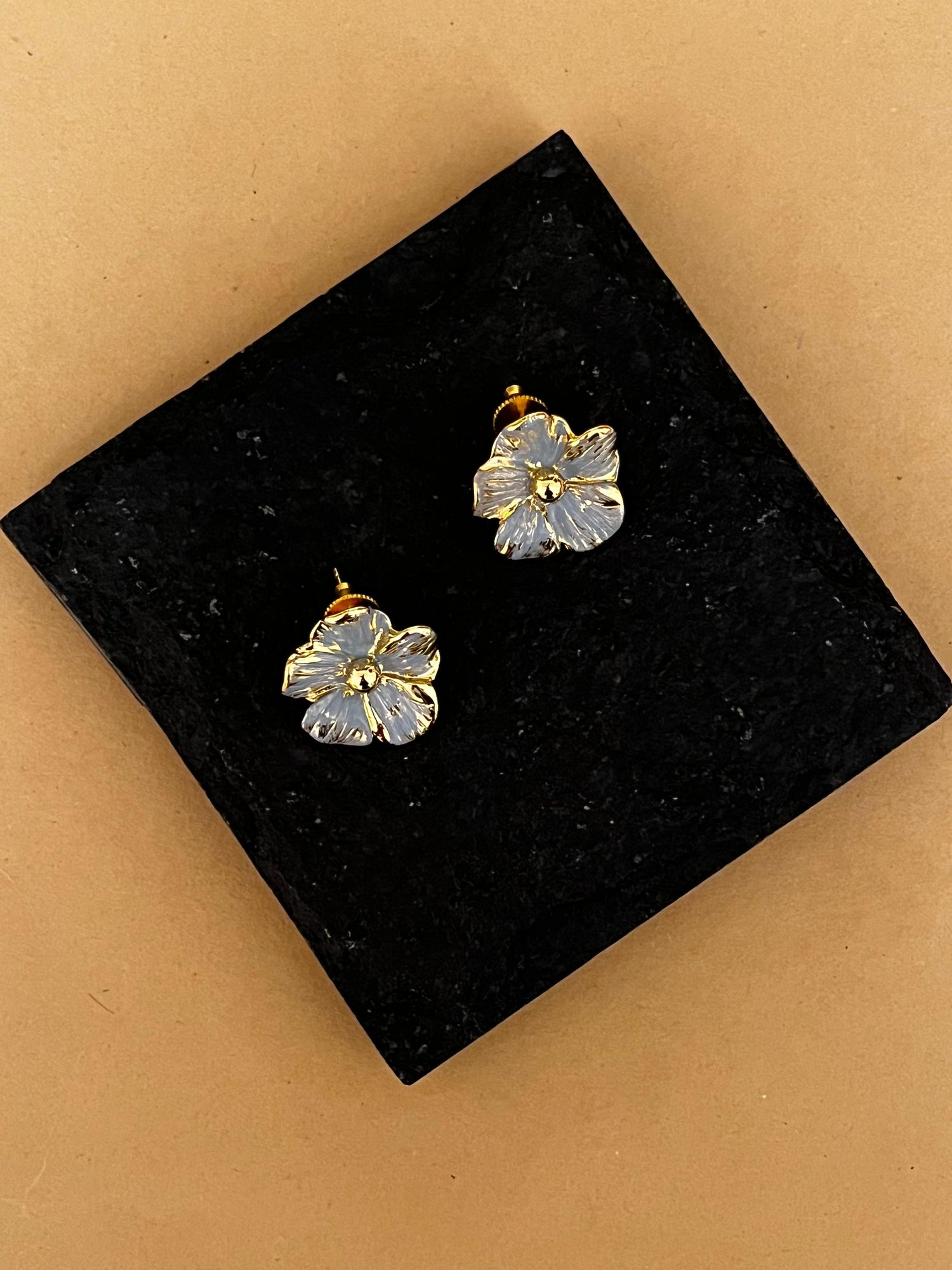 Indigo Blue Floral Studs