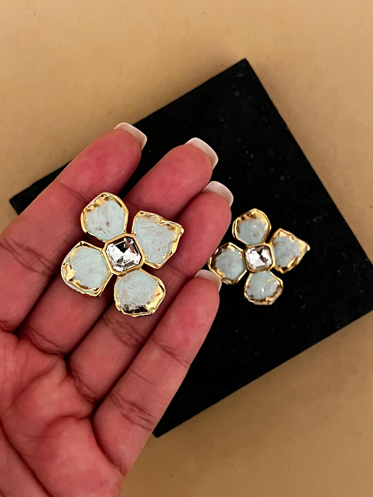 Sea Green Floral Studs