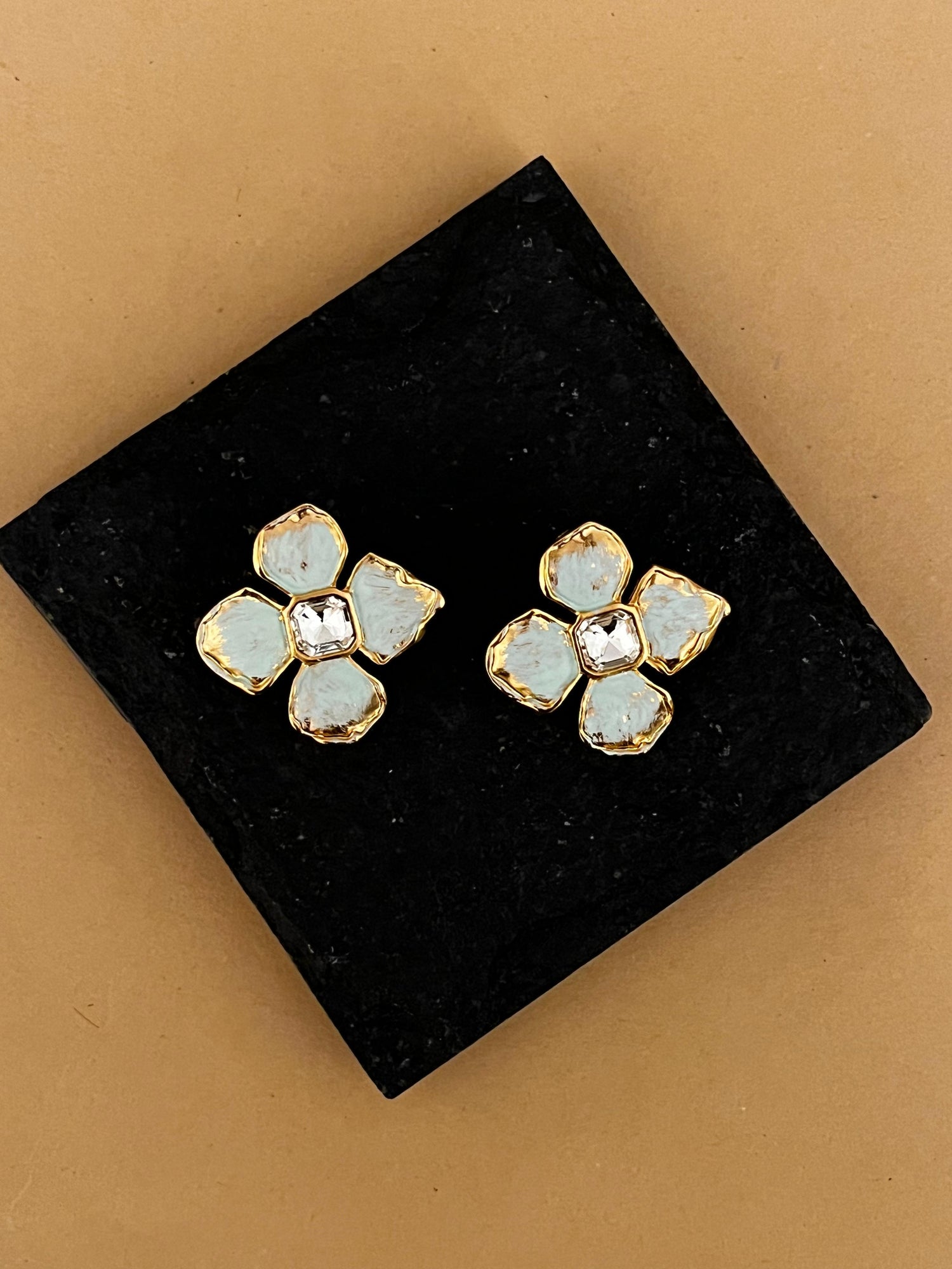 Sea Green Floral Studs