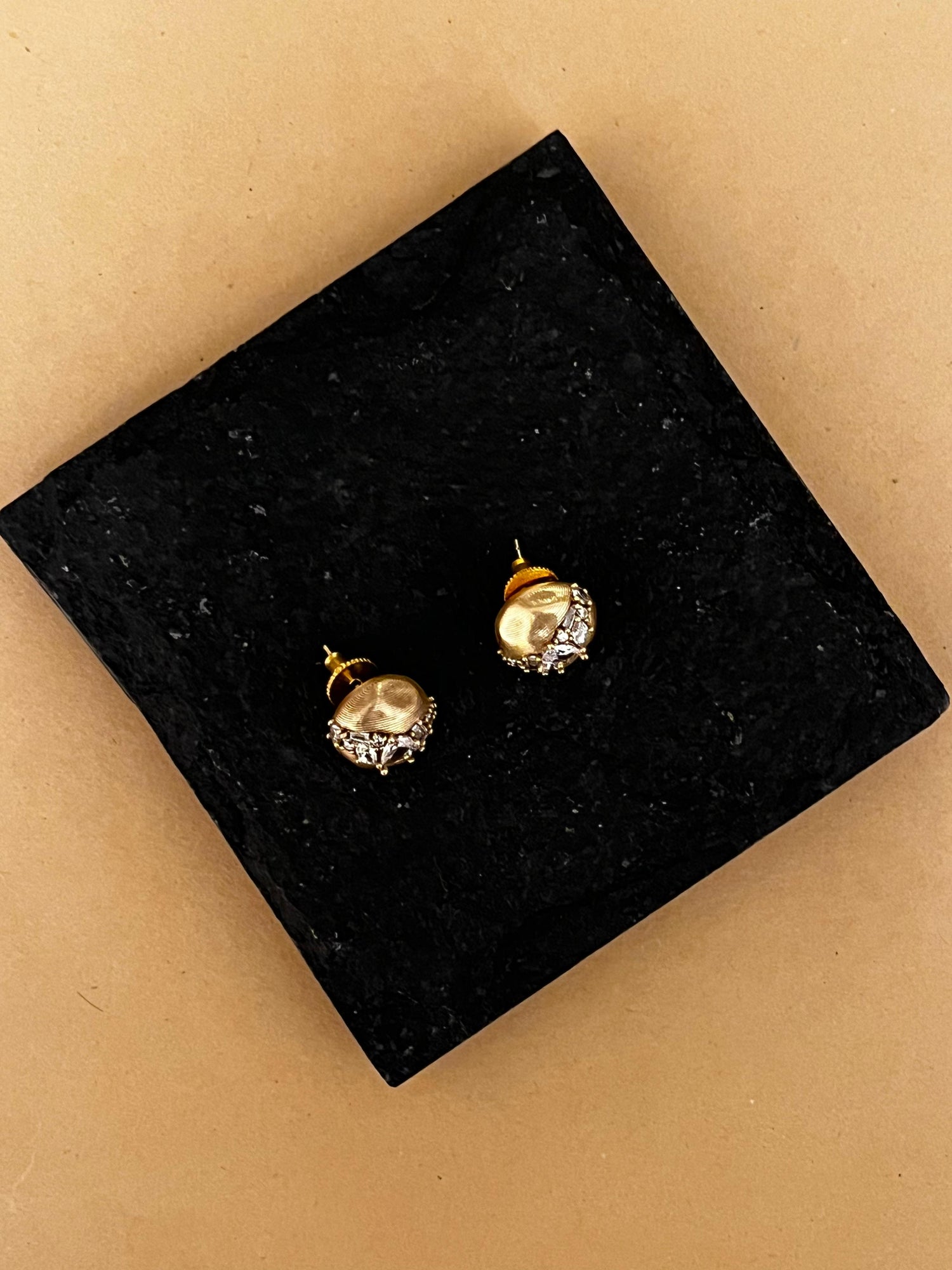 Dull Gold Zircon Studded Studs