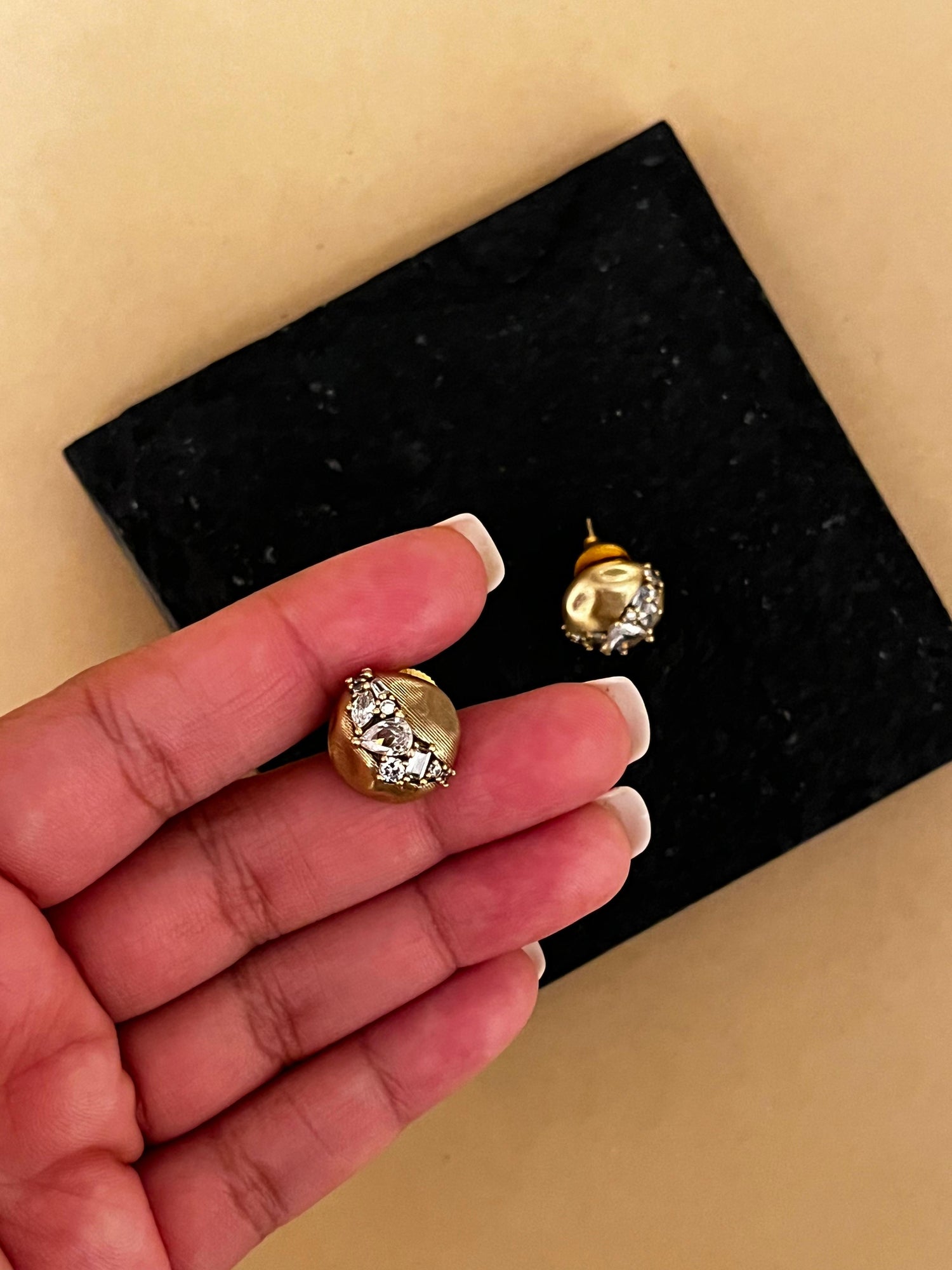 Dull Gold Zircon Studded Studs
