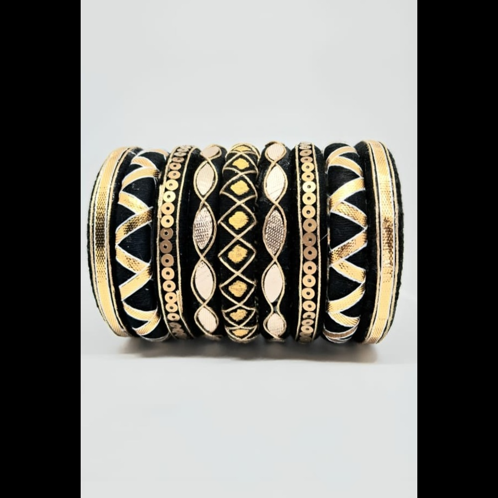 Black and Golden Handcrafted Bangles - Aanya