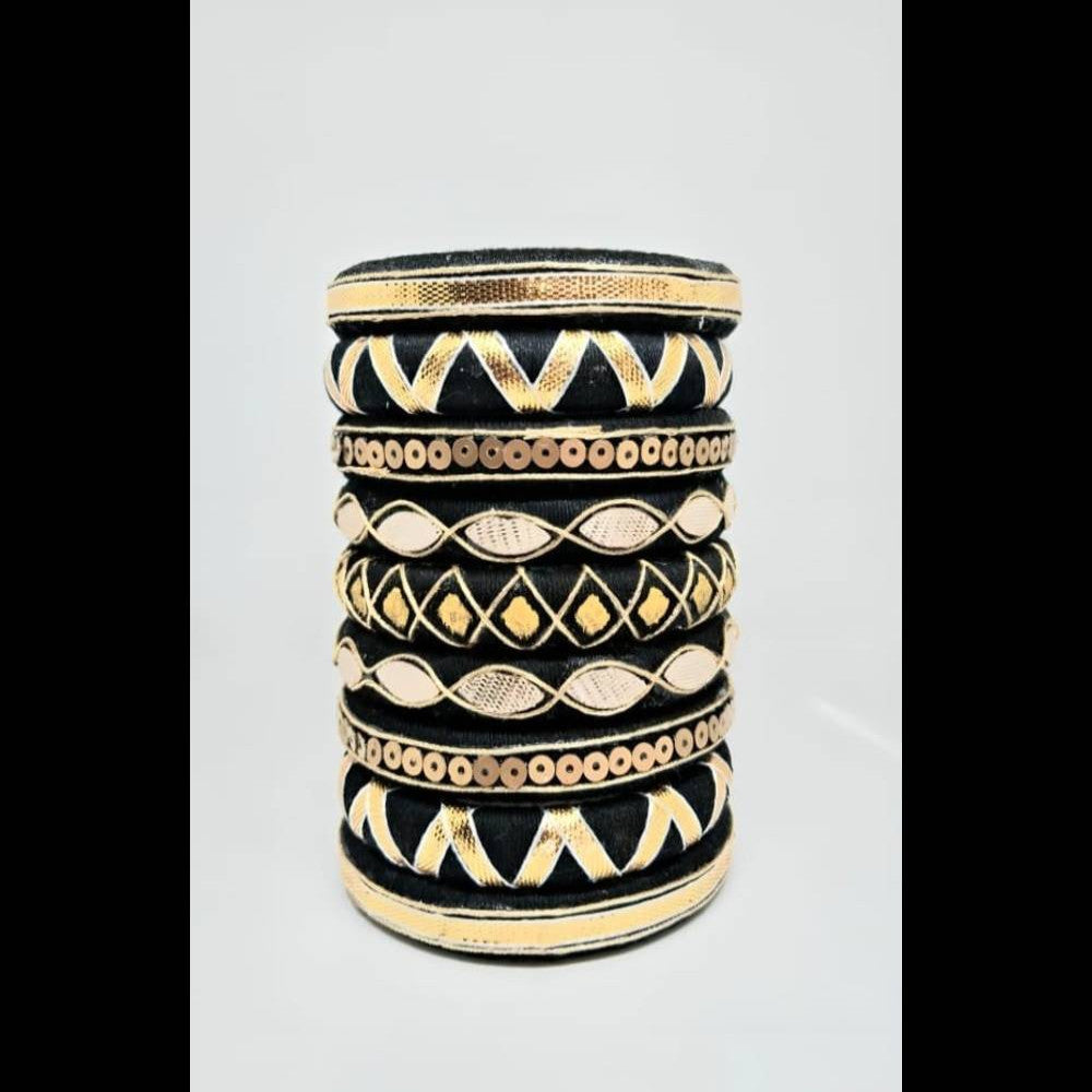 Black and Golden Handcrafted Bangles - Aanya