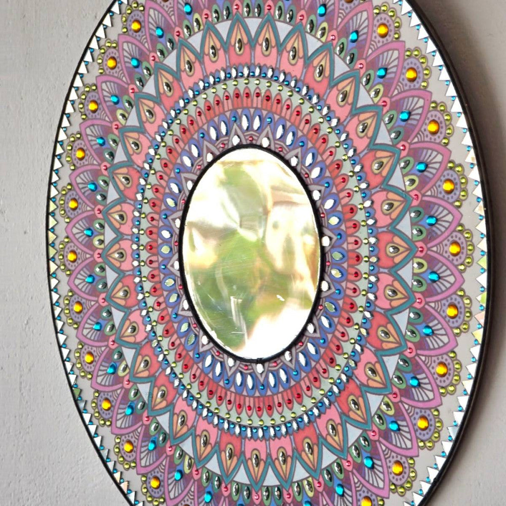 15in/40cm MDF round acrylic mirror wall hanging decor
