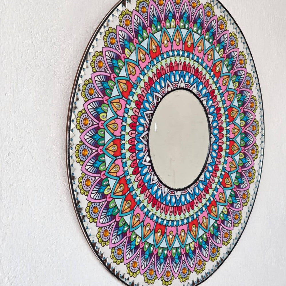 15in/40cm MDF round acrylic mirror wall hanging decor