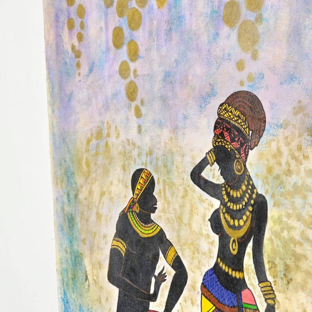 African tribal dance in abstract BG Acrylic/oil canvas painting
