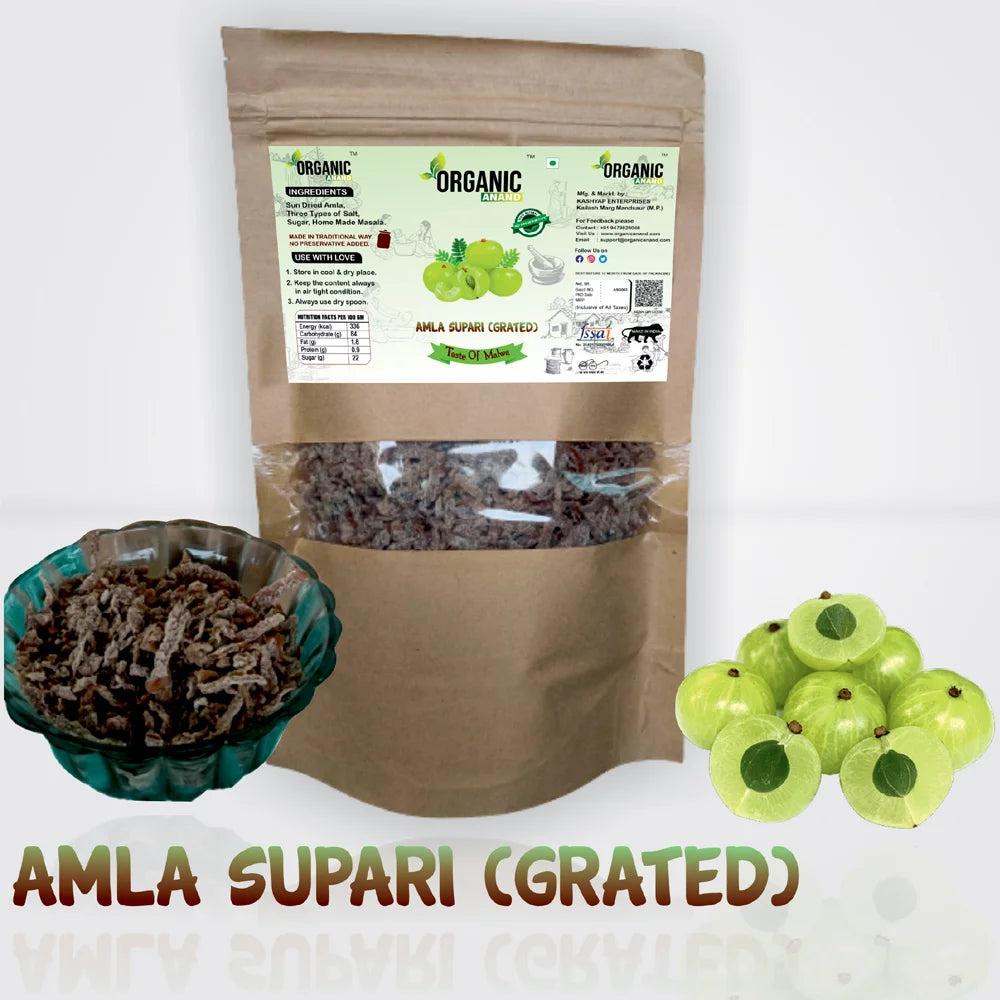 Natural Amla (Grated) Supari (Sun Dried Amla Supari) Salt, Sugar, Homemade Amla Mouth Freshener,(200gm- Pack of 1)