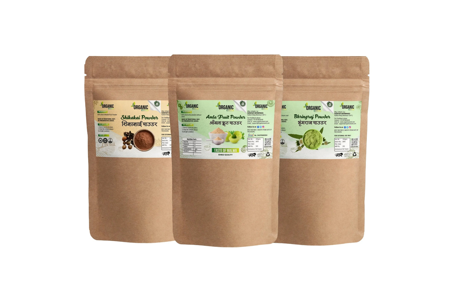 Pure Amla Fruit, Shikakai, Bhringraj Powder for Hair Care/Hair Growth/ Skin Care – (Pack of 3)