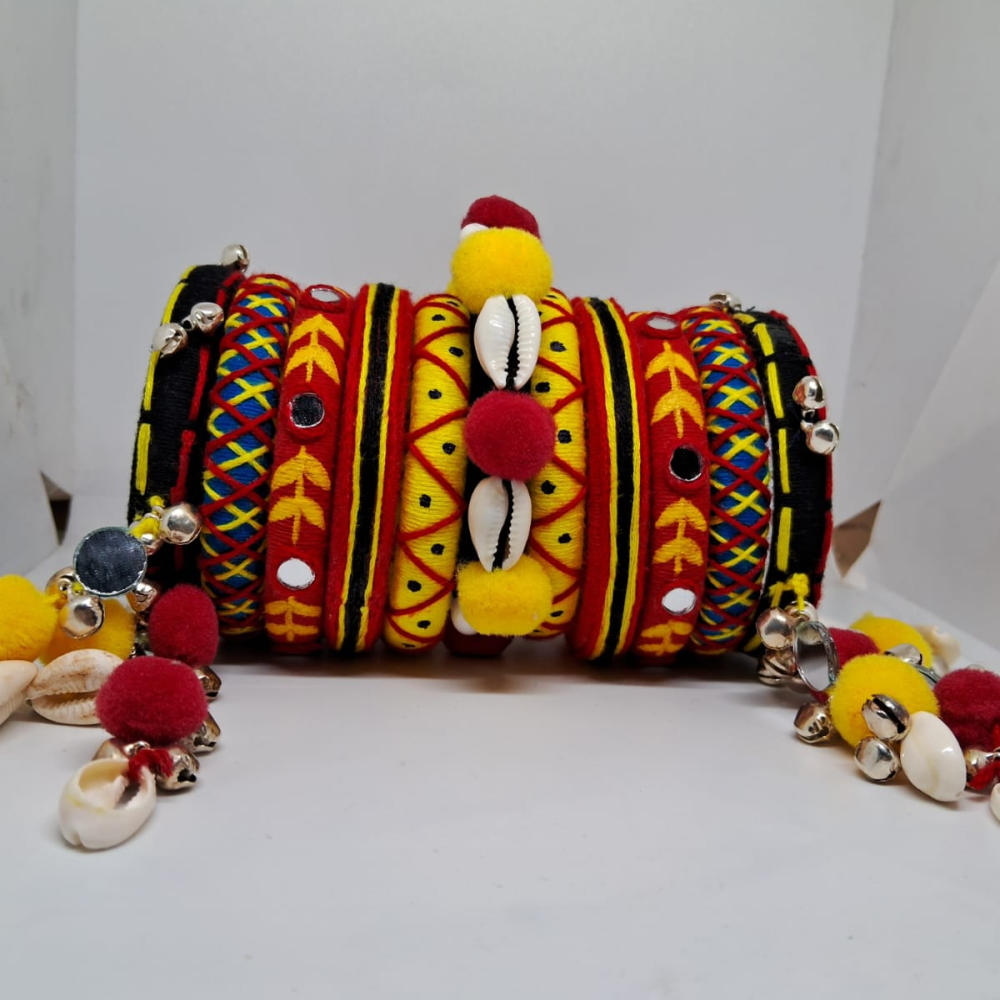 Red and yellow Handcrafted Bangles - Anaisha