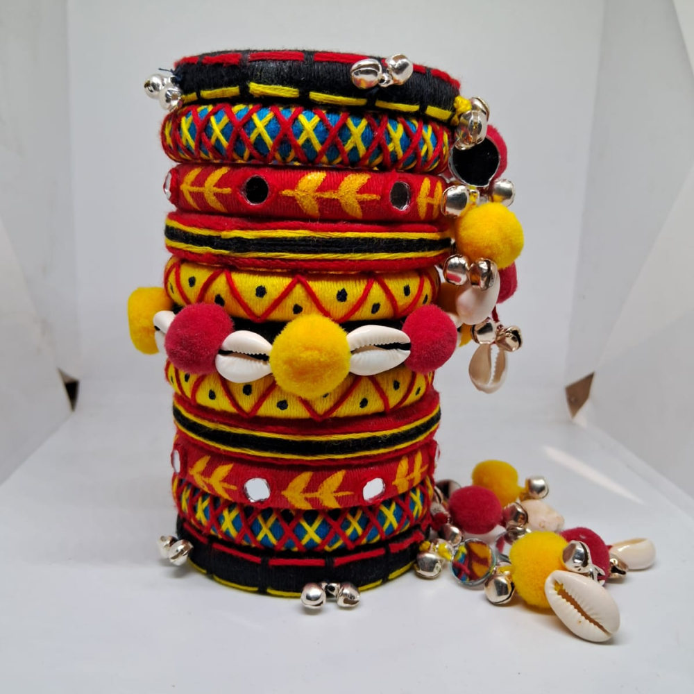 Red and yellow Handcrafted Bangles - Anaisha