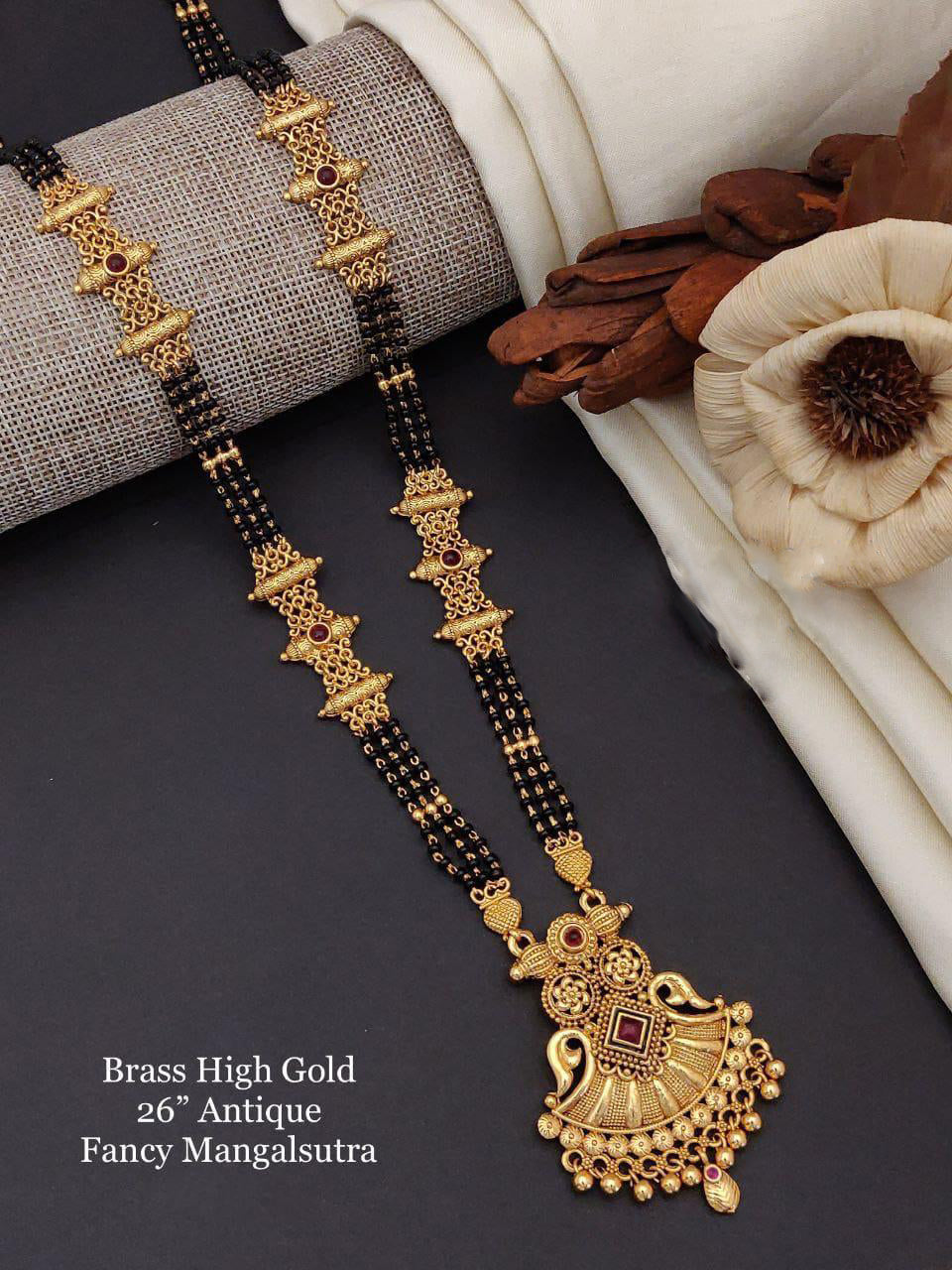 Mother's Day Gold Plated Beads & Black Beads Mangalsutra and Hand Bracelet COMBO