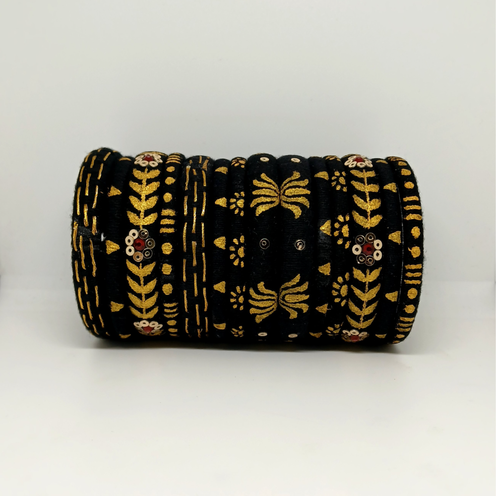 Aparna [Black and golden colour handcrafted bangles