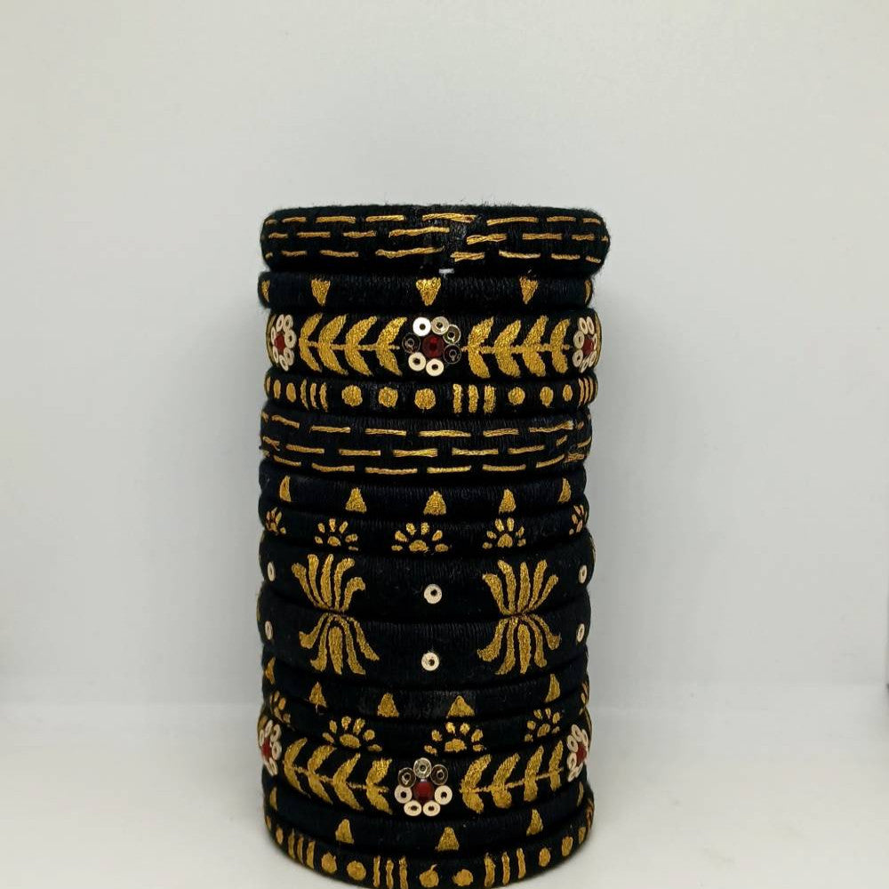 Aparna [Black and golden colour handcrafted bangles