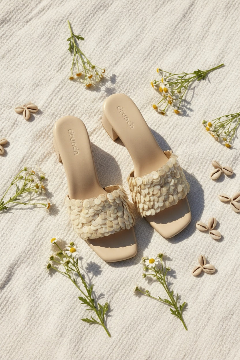 Pearl Pop Shell Sequin Heels