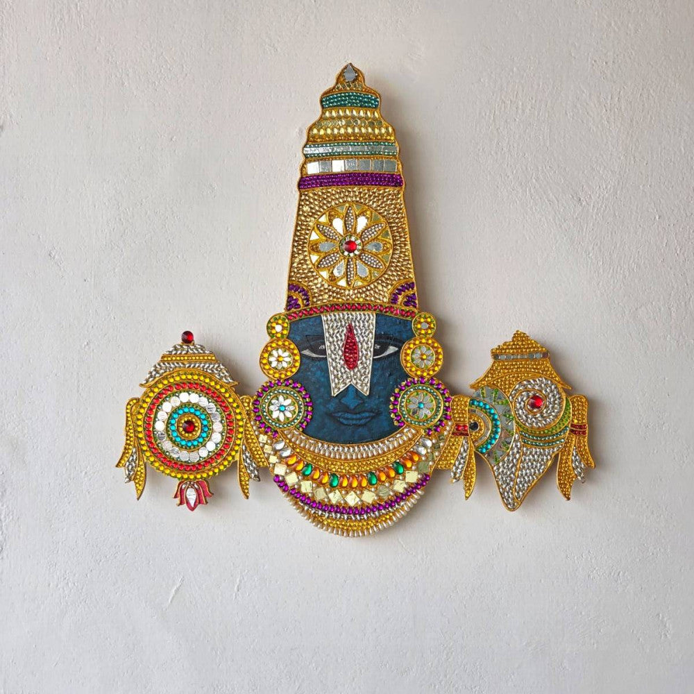 18x18in MDF Lord Tirupati Balaji decorative wall hanging art piece