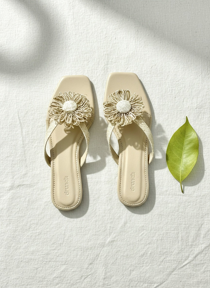 Luna Floral Flats - Off White