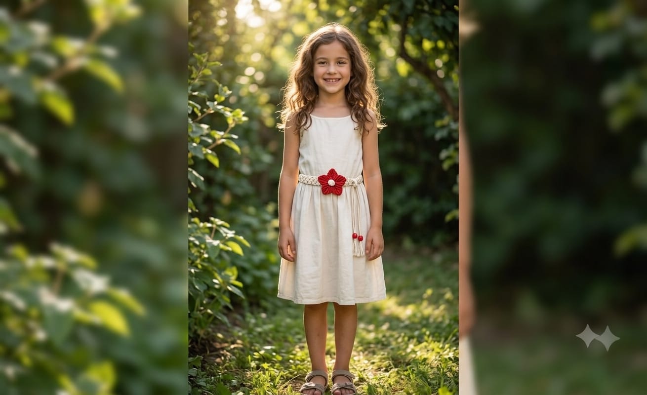 Waist Belt with 3D Floral Design | Boho Style Off-White & Red Cotton Rope Belt for GIRL | Traditional & Western Dress Accessories