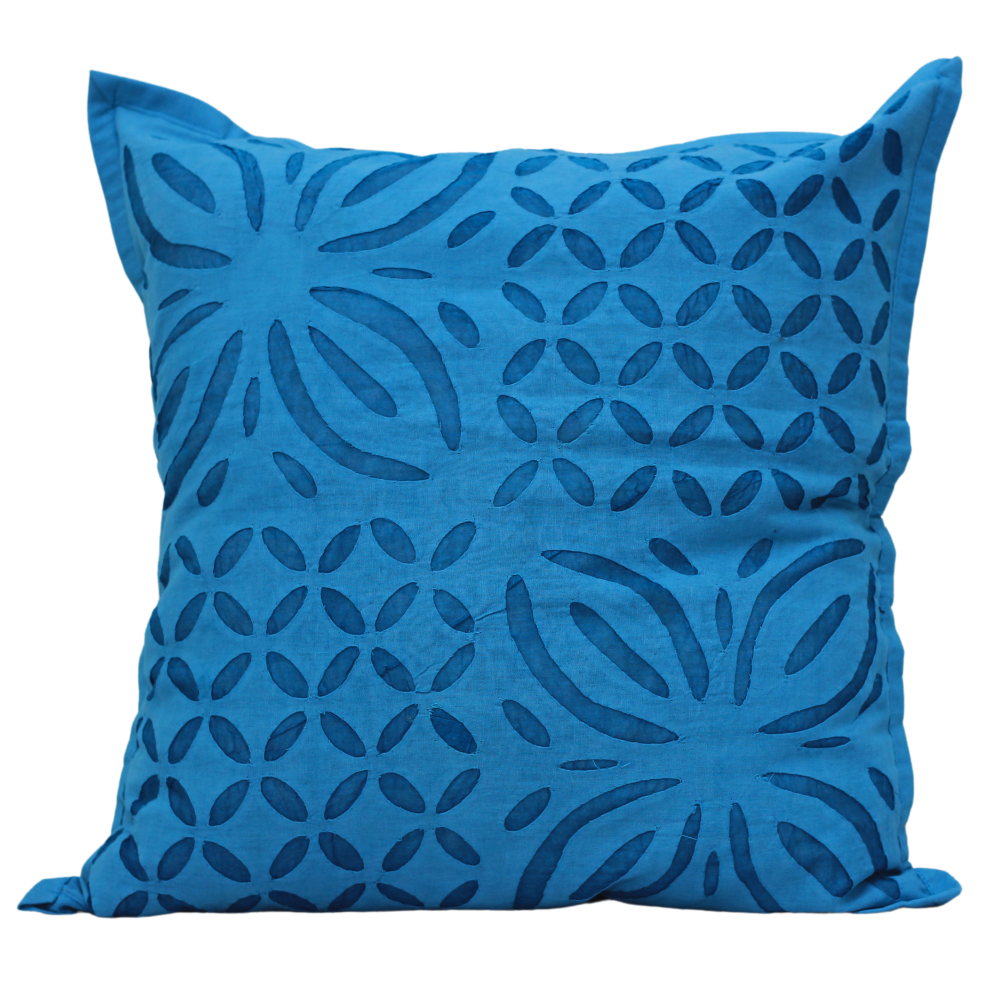 Reverse Applique Pure Cotton Cushion Cover (Blue) (set of 2)