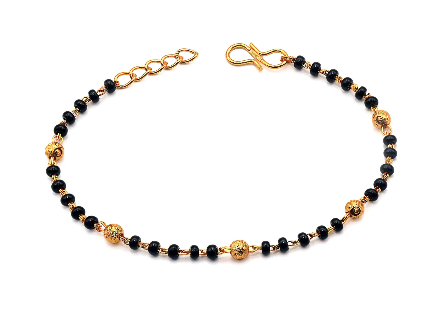 Mother's Day Gold Plated Beads & Black Beads Mangalsutra and Hand Bracelet COMBO