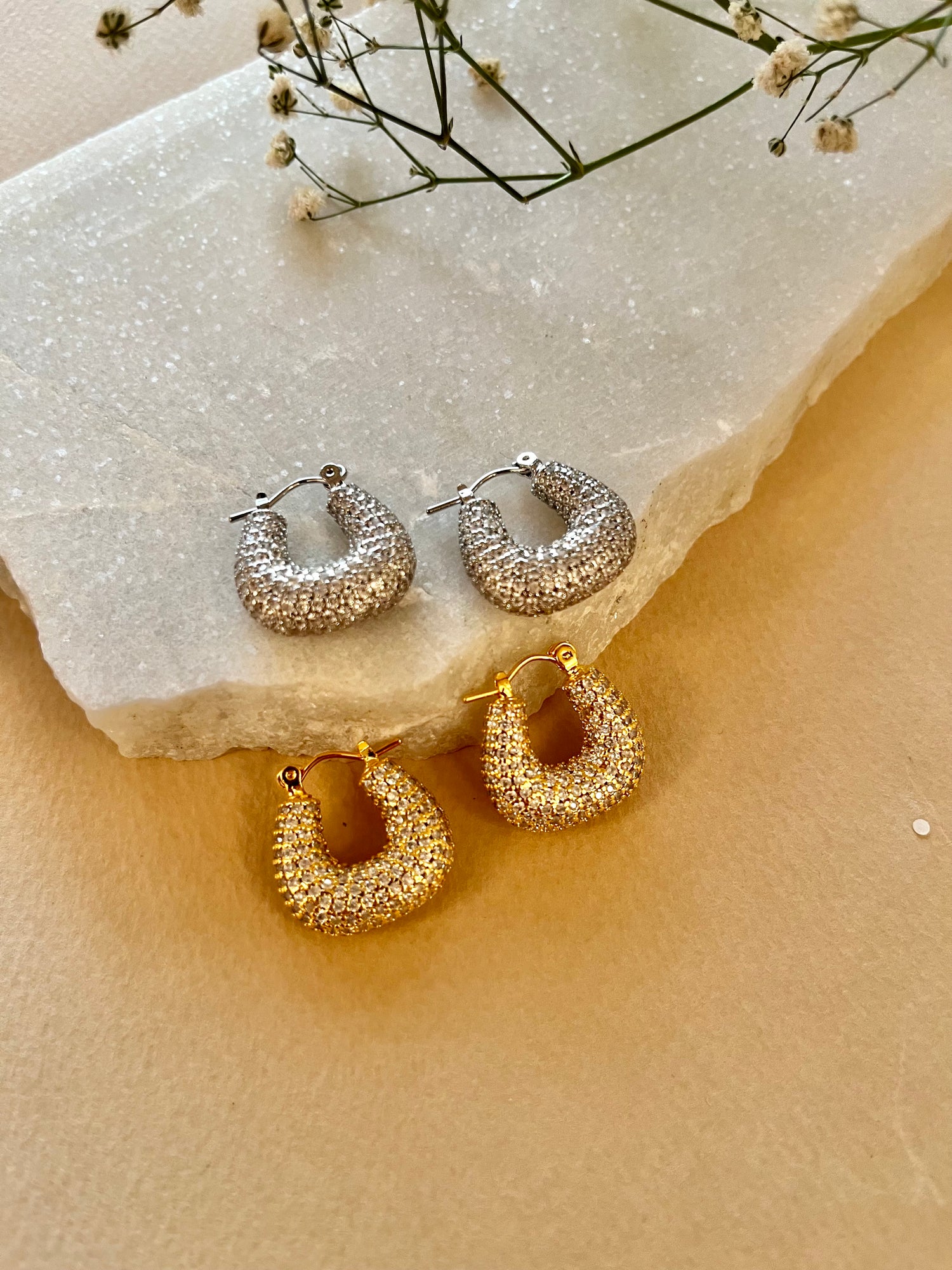 Silver Studded Hoops