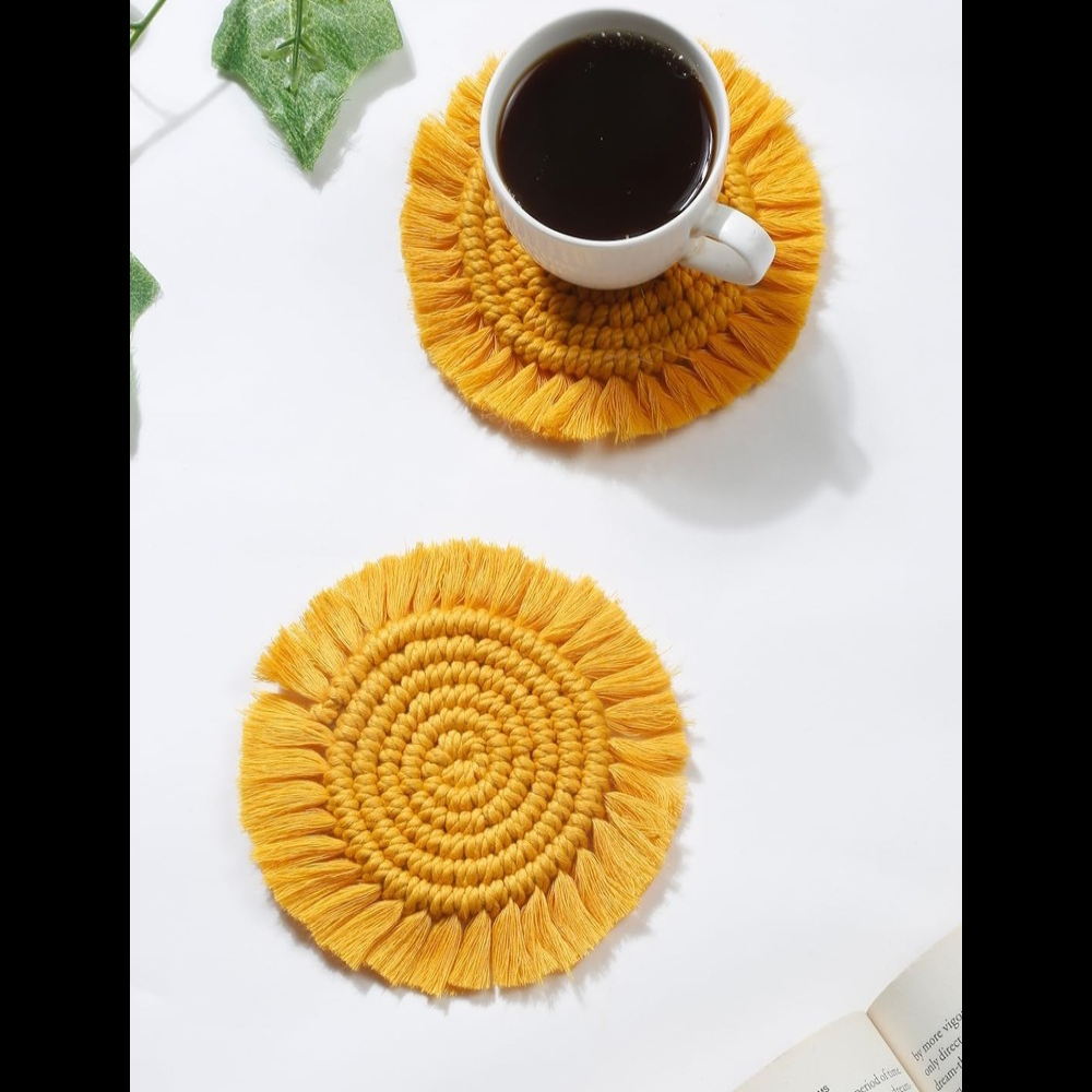 Macrame Cotton Coasters - Handmade Indian Decor