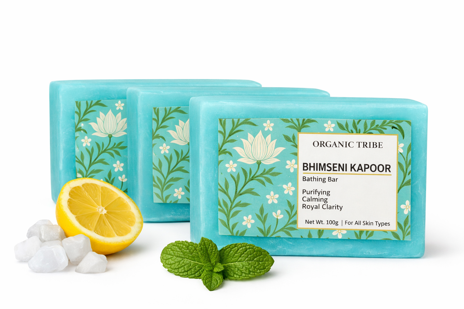 Icy Cool Menthol Soap – Deep Cooling Summer Bath Bar (Pack of 3)(Organic tribe)