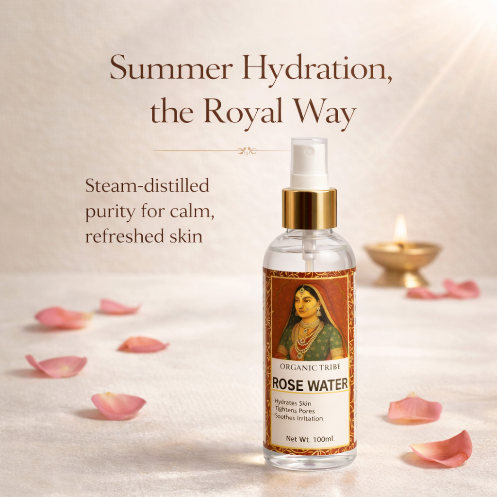 Organic Tribe Kannauj Rose Water – Royal Steam Distilled Toner ( Set of 2 )