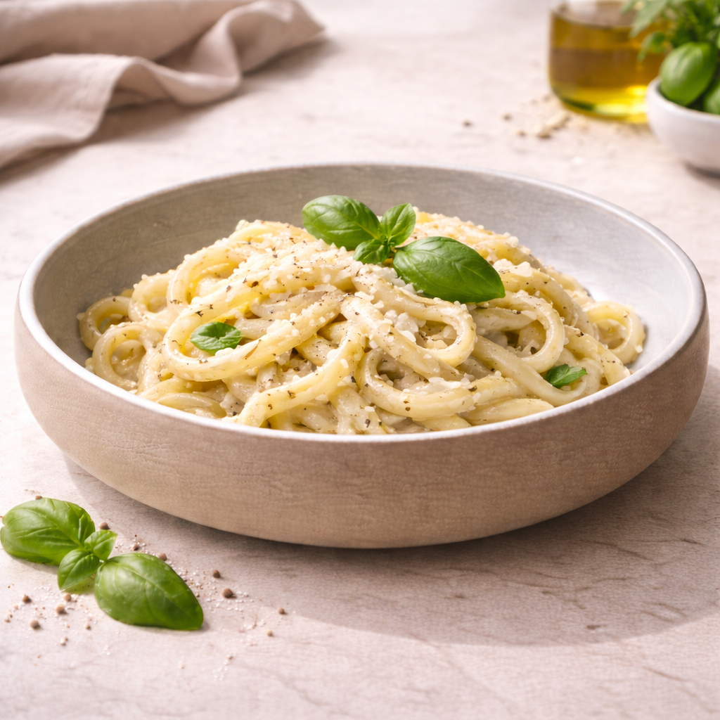 Mittory Ceramic Pasta Bowl 450ml | Matte, White | Cereal, Salad, Noodles | Stackable, Microwave Safe