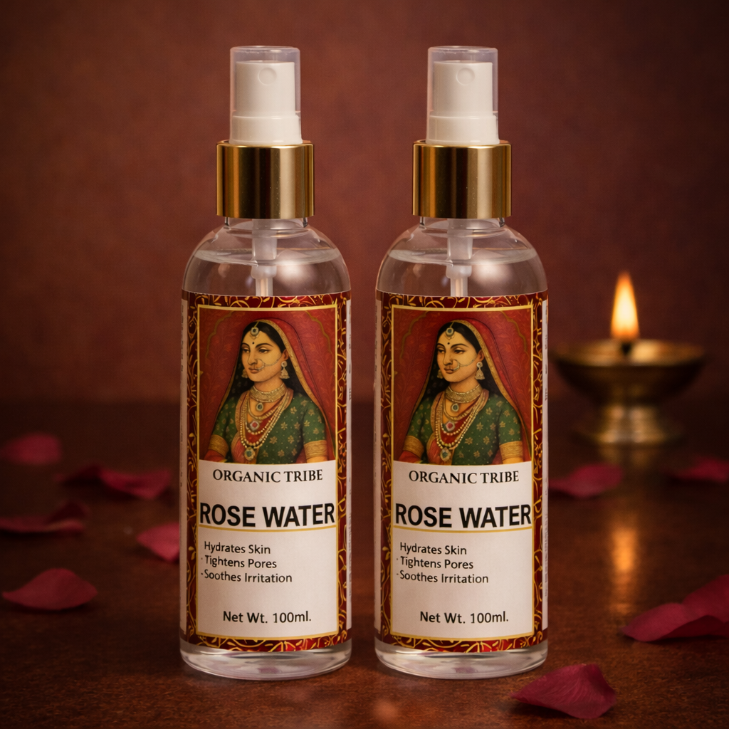 Organic Tribe Kannauj Rose Water – Royal Steam Distilled Toner ( Set of 2 )
