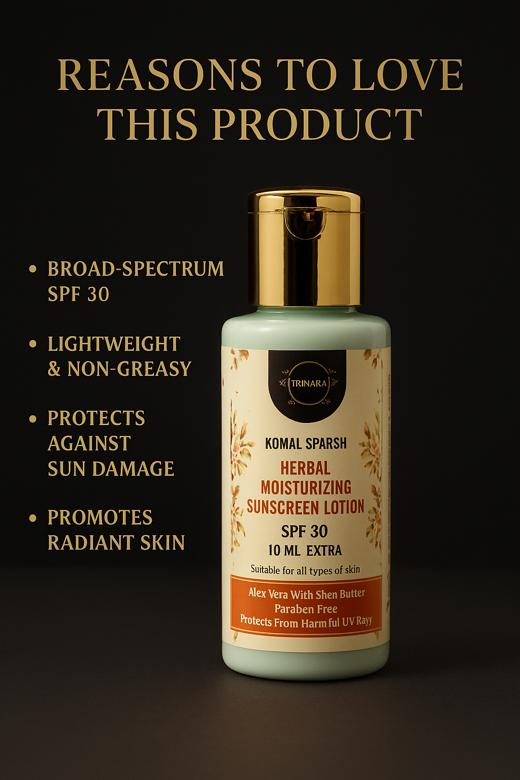 "Komal Sparsh Herbal Moisturizing Sun-Screen Lotion SPF-30 Aloe Vera With Shea Butter Paraben Free Protects From Harmful UV Rays Suitable for all skin types"	Pack Size : 90 ml