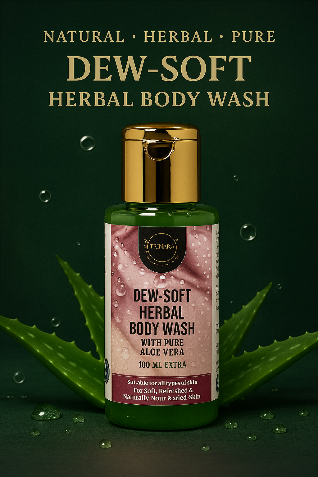 "Dew Soft Herbal Body Wash – With Pure Aloe Vera “For Soft, Refreshed & Naturally Nourished Skin”   Suitable For All Skin Types"	Pack Size : 90 ml