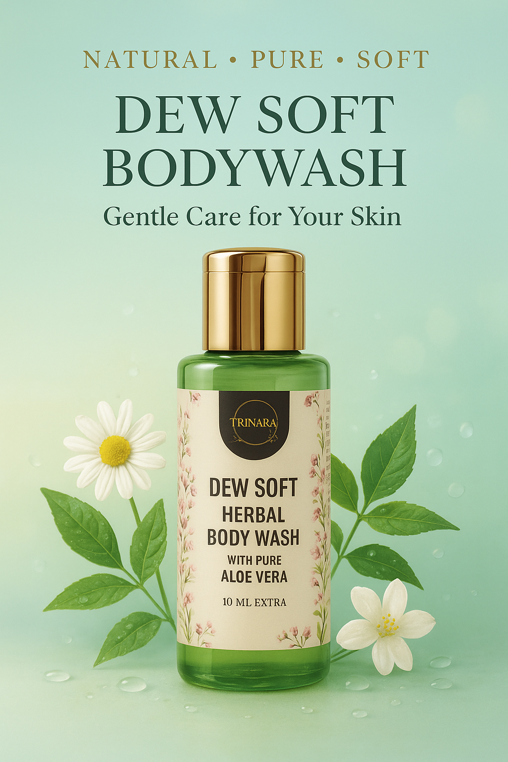 "Dew Soft Herbal Body Wash – With Pure Aloe Vera “For Soft, Refreshed & Naturally Nourished Skin”   Suitable For All Skin Types"	Pack Size : 90 ml