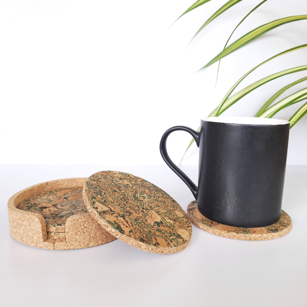 Cork Coasters - (Design - Green Texture)