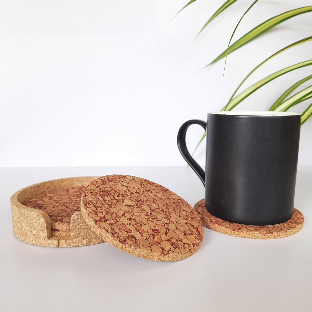 Cork Coasters - (Design - Pink Spots)